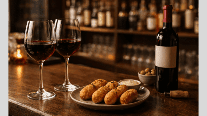 CROQUETAS Y VINO, LOS MARIDAJES QUE FUNCIONAN DE LUJO EN BARES Y TABERNAS MADRILEÑAS